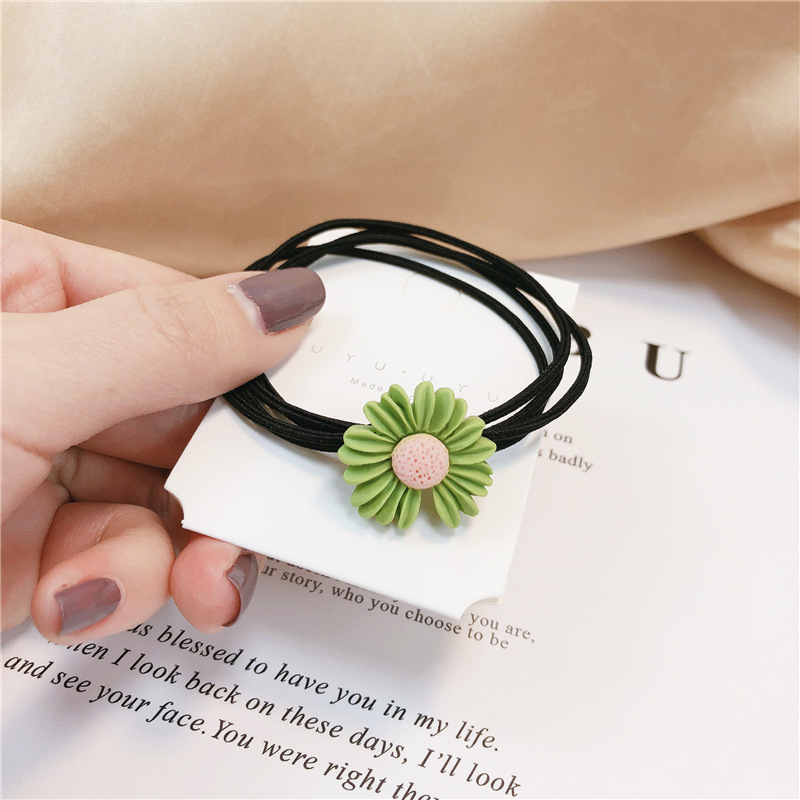 Notch margarita pequeña flor corda de cabello personalidad coreana de alta elasticidad corda de cabello roja pequeña cuerda de cabello fresca