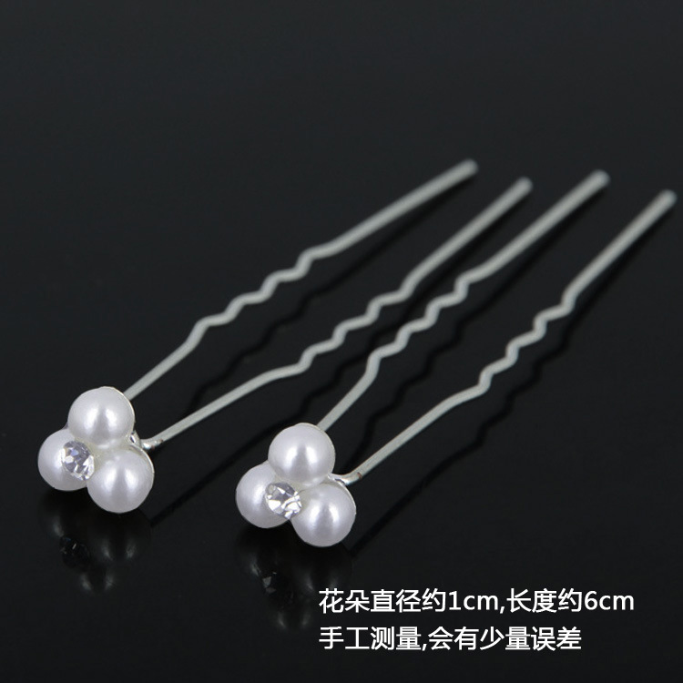 Venta caliente nupcial pelo tenedor perla flor accesorios para el cabello diamante incrustado PIN en forma de U clip horquilla cabeza joyería pieza única