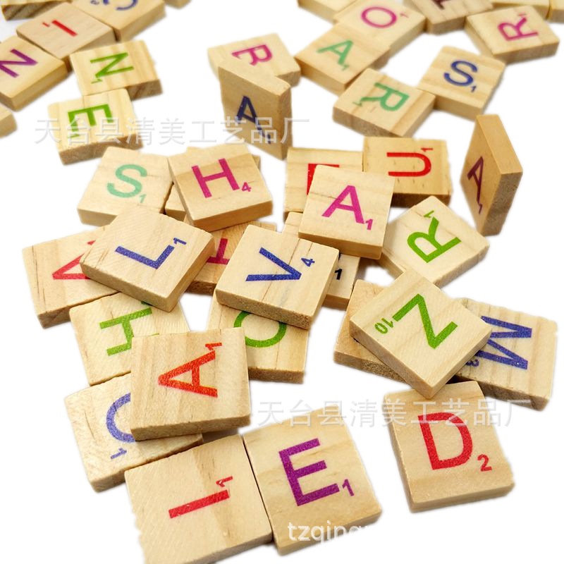 26 inglés carta de registro carta de color cuadrado educación temprana rompecabezas carta de madera chip