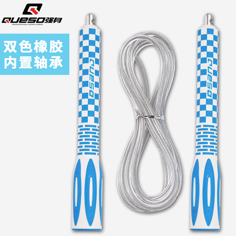 학생 경쟁 훈련을위한 2 색 긴 핸들 와이어 베어링 줄넘기 성인 피트니스 전문 초고속 경쟁 줄넘기