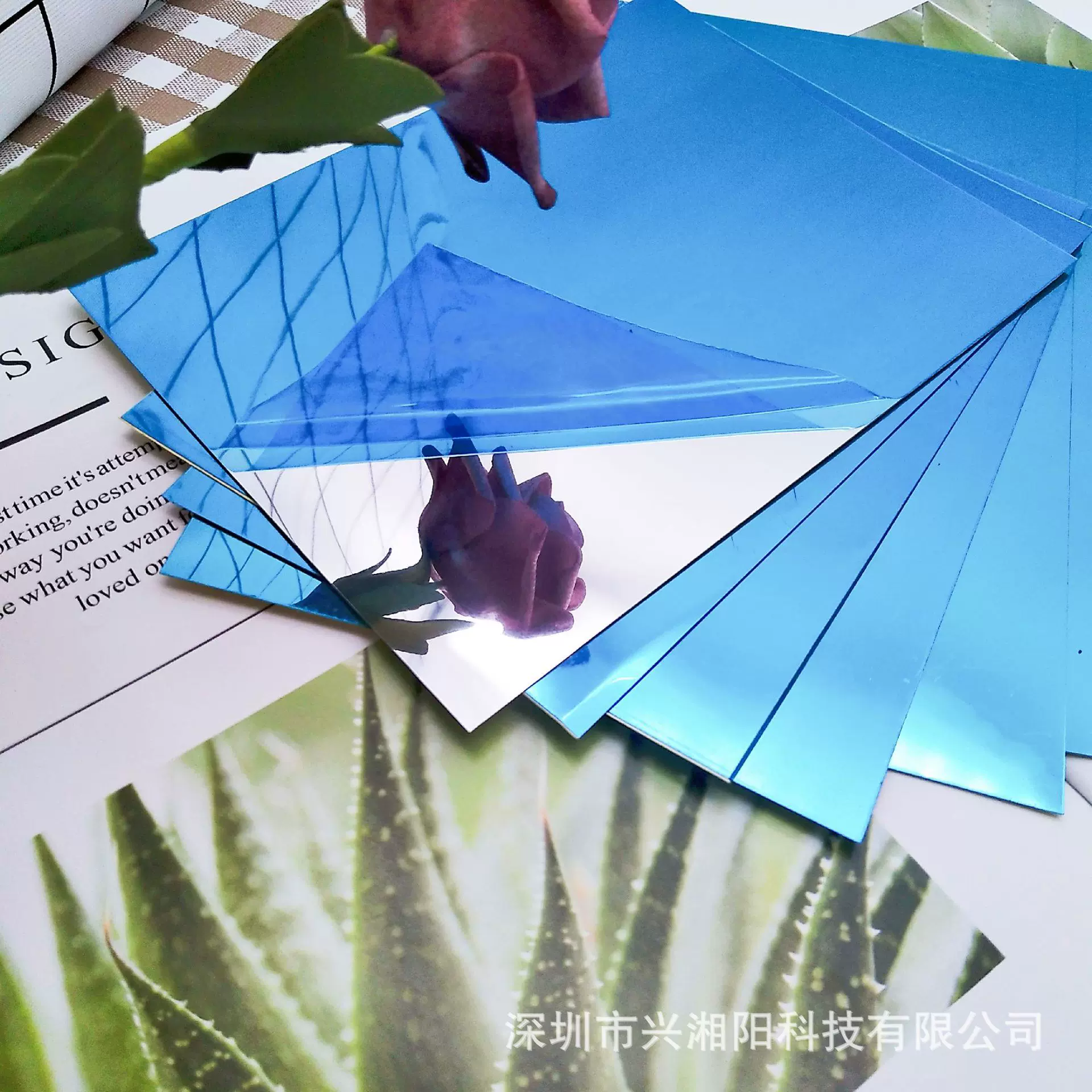 厂家直销真空电镀PET镜片麦拉mylar镜面膜银色反光自粘镜子