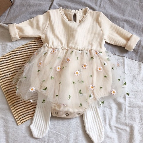 ins Korean version baby infant spring and autumn knitted mesh princess tutu skirt triangle harem rompers bag fart clothes
