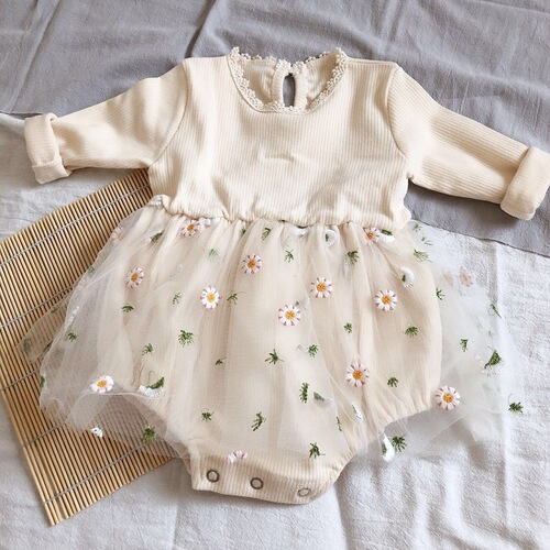 ins Korean version baby infant spring and autumn knitted mesh princess tutu skirt triangle harem rompers bag fart clothes
