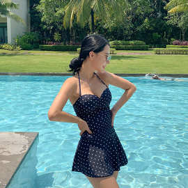 源头工厂新款连体泳衣女性感聚拢裙式泳装bikini东南亚跨境批发