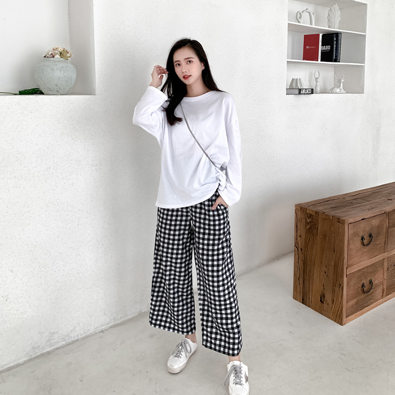 Spring and Summer Maternity Wide Leg Pants, Straight Pants, Loose and Fashionable Plaid Pants, Summer Style