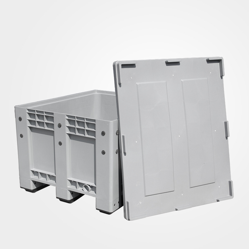 1200*1000*760塑料卡板托盘箱网格密封川字卡板箱带盖大号托盘箱
