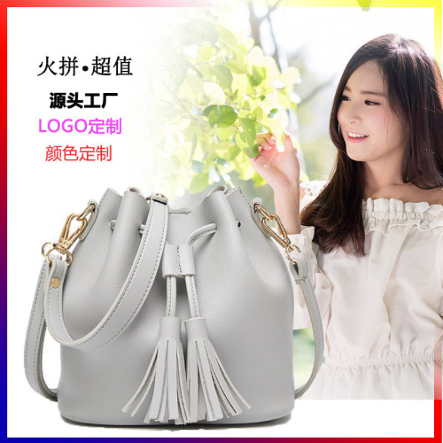 Bags for women new Korean style women's bags fashion trend pu tassel single shoulder diagonal bucket bag women's handbag