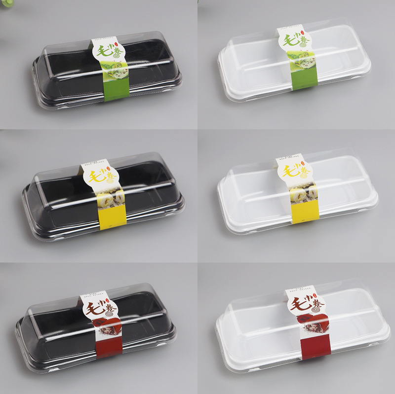 厂家批发毛巾卷新款网红蛋糕烘焙包装盒爆浆泡芙西点吸塑透明盒