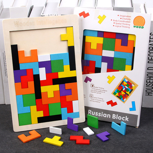 Tetris building blocks puzzle kindergarten prizes companion gifts sharing gifts whole class wooden toys wholesale
