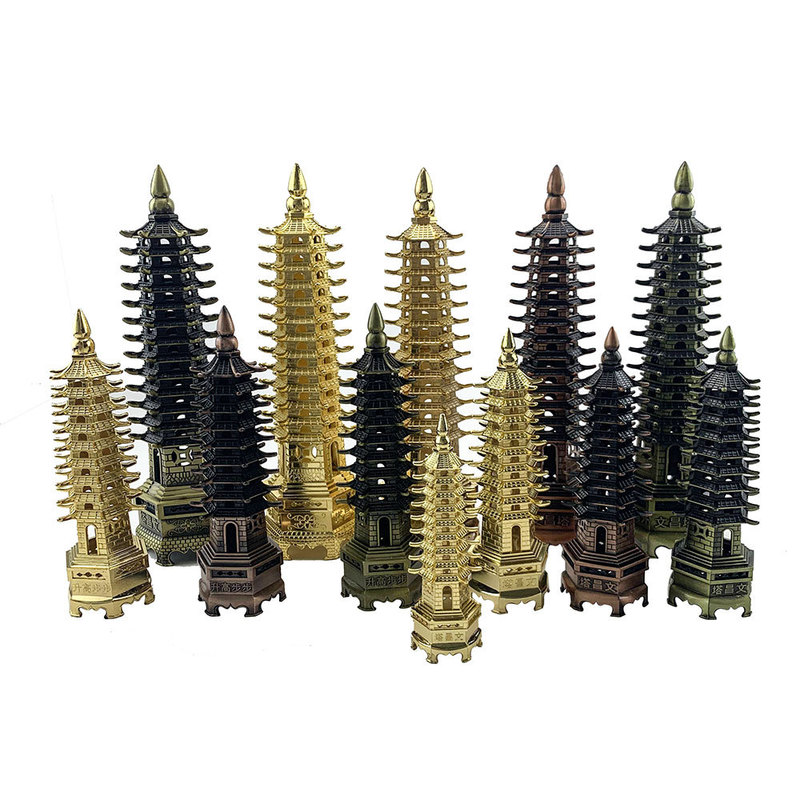 Hot Antique Building Thirteen-storey Wenchang Pagoda Nine-storey Wenchang Pagoda Home Decoration Crafts Metal Ornaments