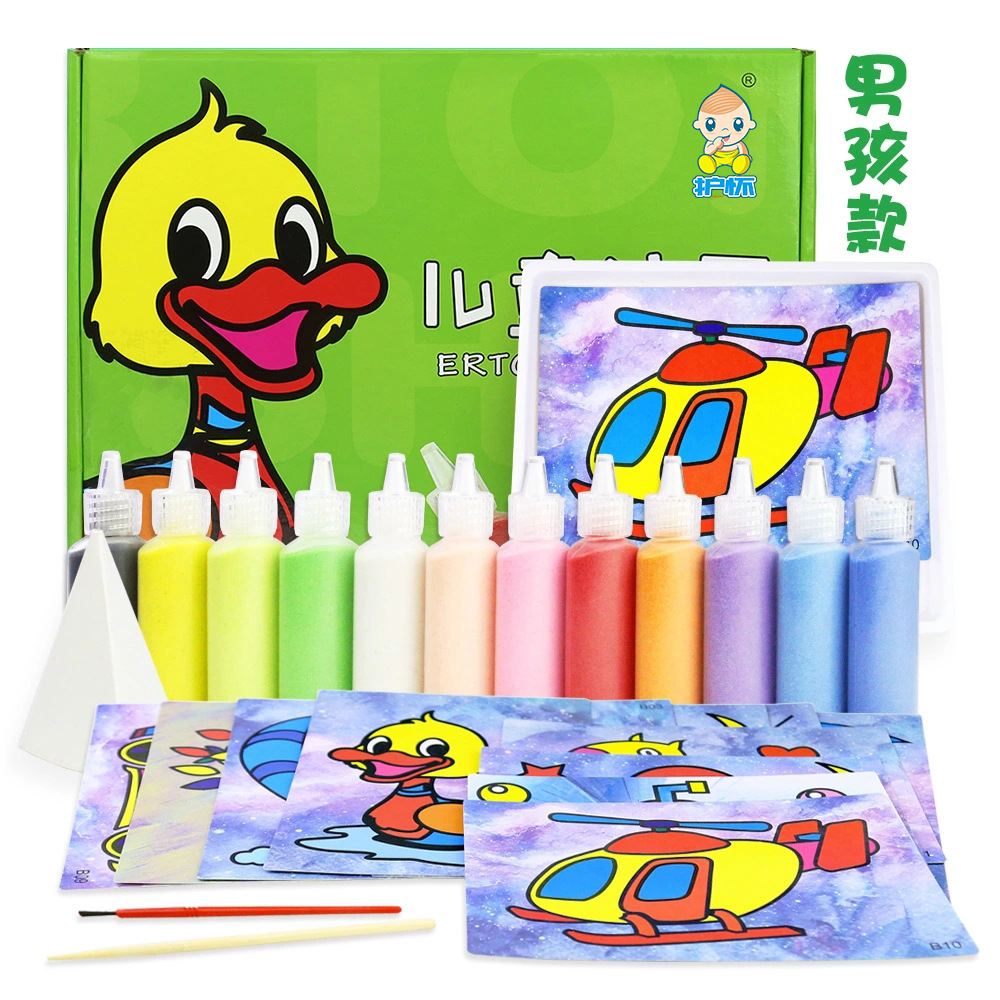 Niños arena pintura traje DIY color arena arte niños y niñas juguetes kindergarten educativos hechos a mano arena pintura regalo