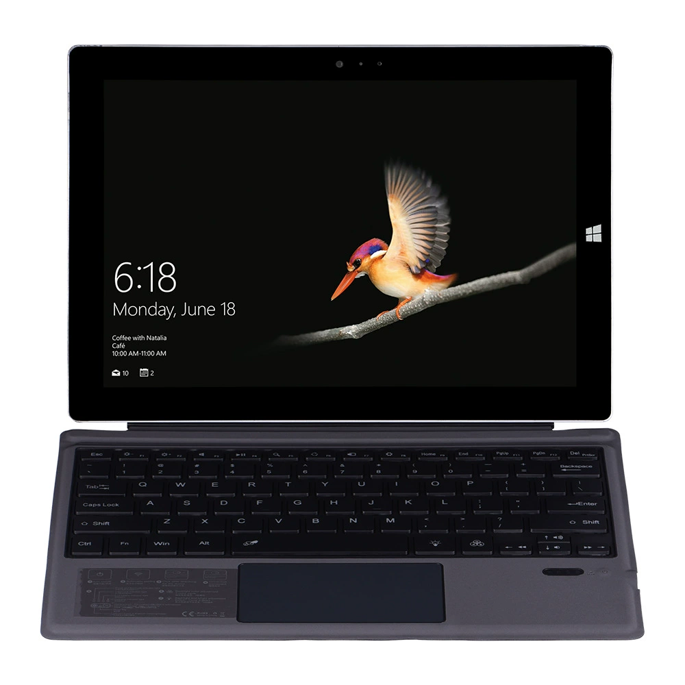 Bluetooth keyboard compatible with Surface Pro3/4/2017/5/6/7/7+, rechargeable, dark gray