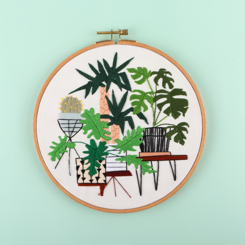 Planta jardín hecho a mano DIY tela novato europeo bordado flores y plantas material paquete kit costura traje inglés