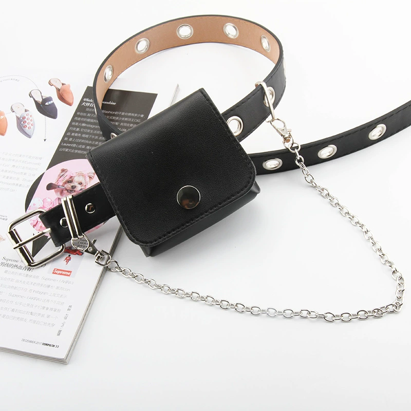  Chain, bag, trend fashionable black belt, punk style, Korean style, (Physicals)