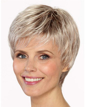 厂家现货批发 跨境 欧美时尚女白人假发 蓬松染色短发 高温丝头套