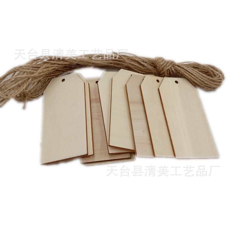 Madera color 40*80mm etiqueta grande DIY Etiqueta de madera colgante 50 unidades un paquete con 10 m cuerda de cáñamo