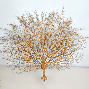 Plastic peacock branch coral branch 2 forks golden simulation dead branch fake branch photo studio photography decoration coral dead branch