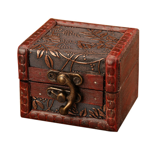 Factory wholesale jewelry packaging box wooden box antique small square box European retro wooden table storage box
