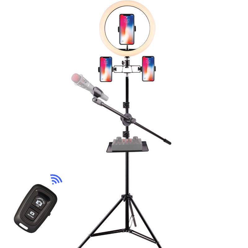 Mobile Live llenar luz traje selfie soporte trípode ancla belleza luz transfronteriza anillo de 12 pulgadas luz de iluminación