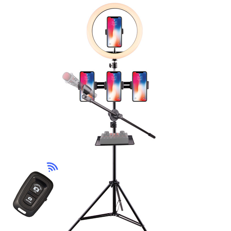 Mobile Live llenar luz traje selfie soporte trípode ancla belleza luz transfronteriza anillo de 12 pulgadas luz de iluminación