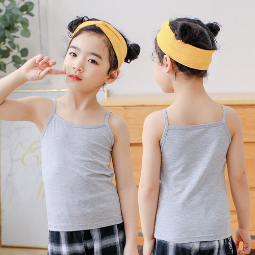 Girls Camisole More Summer Thin Baby Children's Bottoming Underwear Little Girls Undershirt Medium Big Children's White