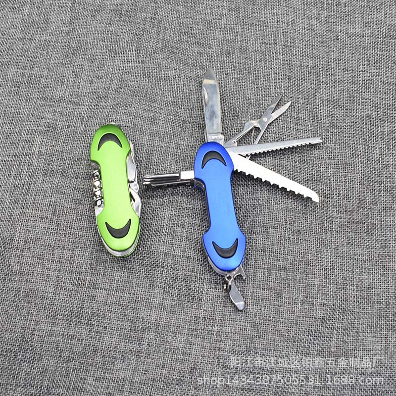 厂家户外野营刀具 多功能6开不锈钢折叠礼品刀