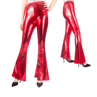Foreign Trade European and American Fashion New Imitation Leather Pants Patent Leather Sexy Women's Pants Multicolor Bright Leather Flared Pants