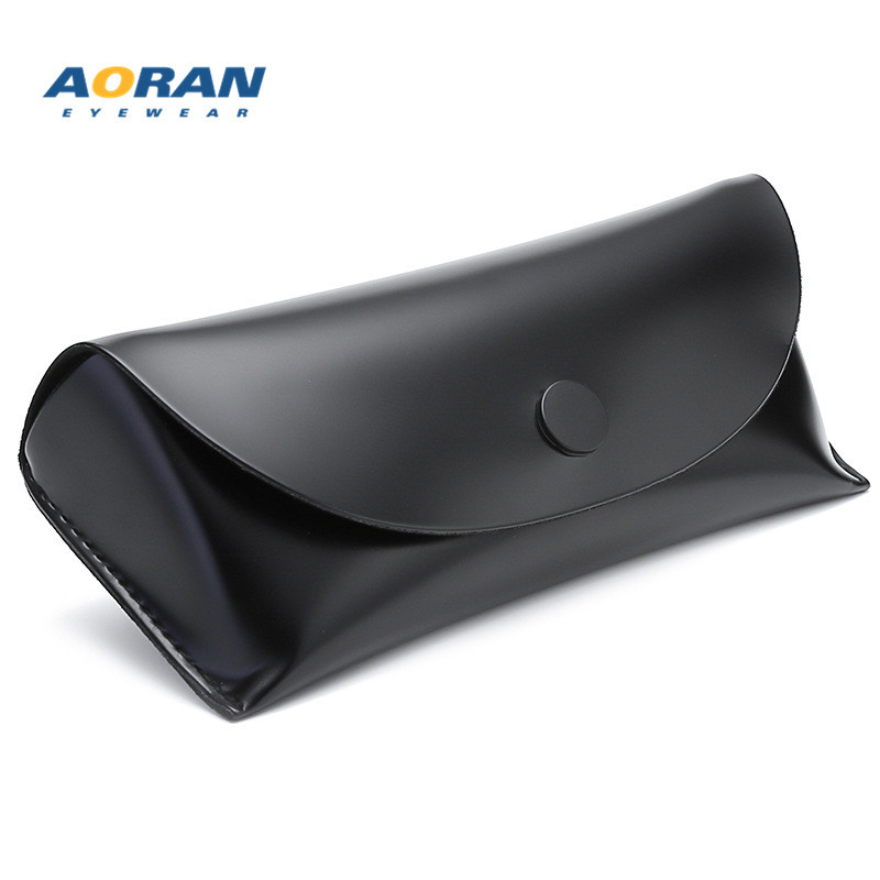 블랙 가죽 스냅 안경 케이스