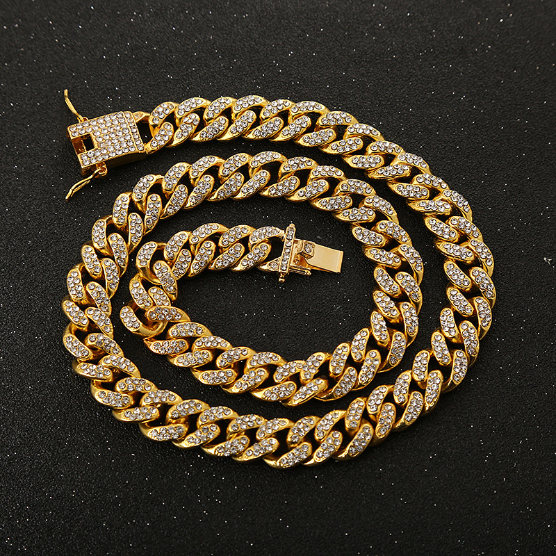1 inconformista fresco accesorios de los hombres hip hop collar con diamante grande cadena de oro cadena cubana hiphop pulsera collar cadena