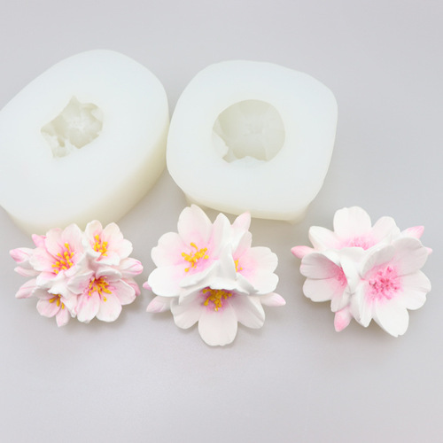 Korean version of cherry blossom silicone mold diy homemade diffuser stone car air outlet decoration handmade aromatherapy plaster mold