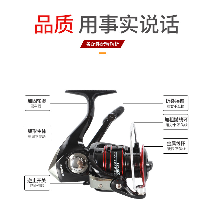 Carrete de pesca Carrete de la pesca carrete de la caña de mar carrete de pesca todo el alambre de metal Copa rueca carretera rueda asiática carrete de metal carrete de pesca