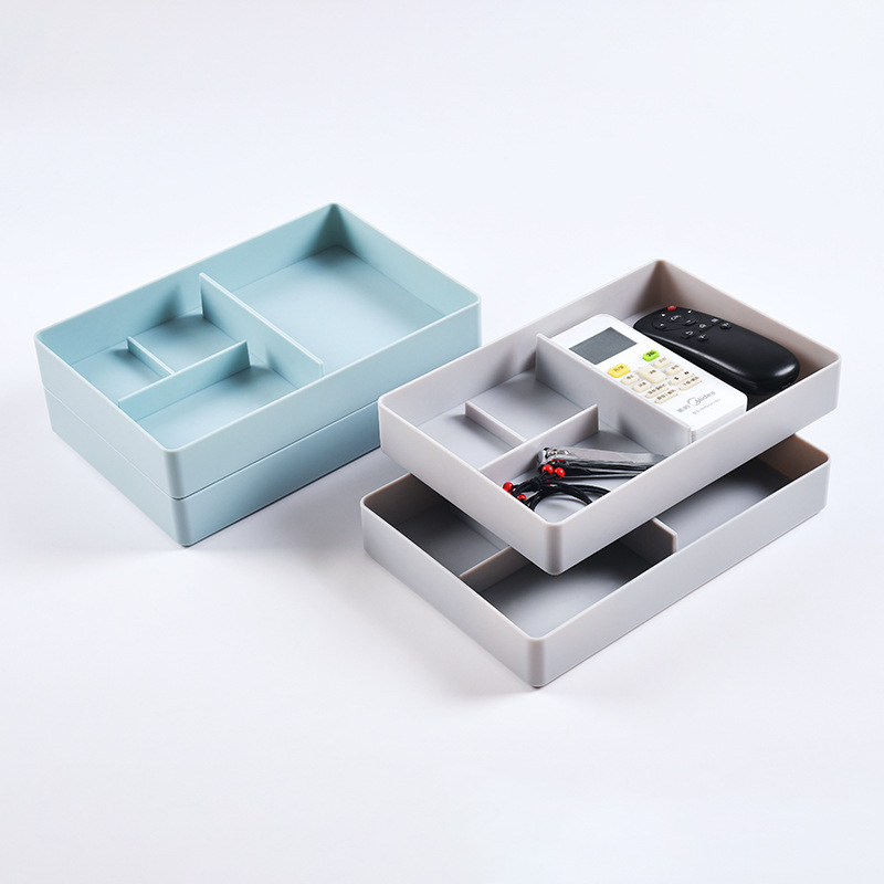 Caja de almacenamiento en capas de estilo japonés para objetos fragmentados caja de almacenamiento pequeña de plástico caja de almacenamiento de joyas de control remoto