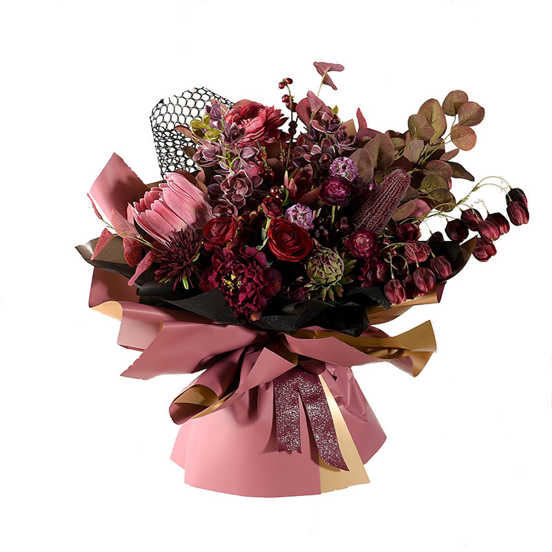 Lizgiran exquisito regalo embalaje de flores de papel de oro de lujo de oro de doble color ramo de papel material de embalaje al por mayor