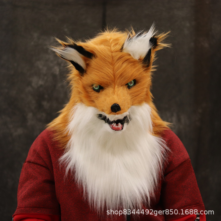 Comercio exterior nuevo animal Fox Hood felpa máscara boca puede abrir bar TikTok Halloween apoyos del funcionamiento