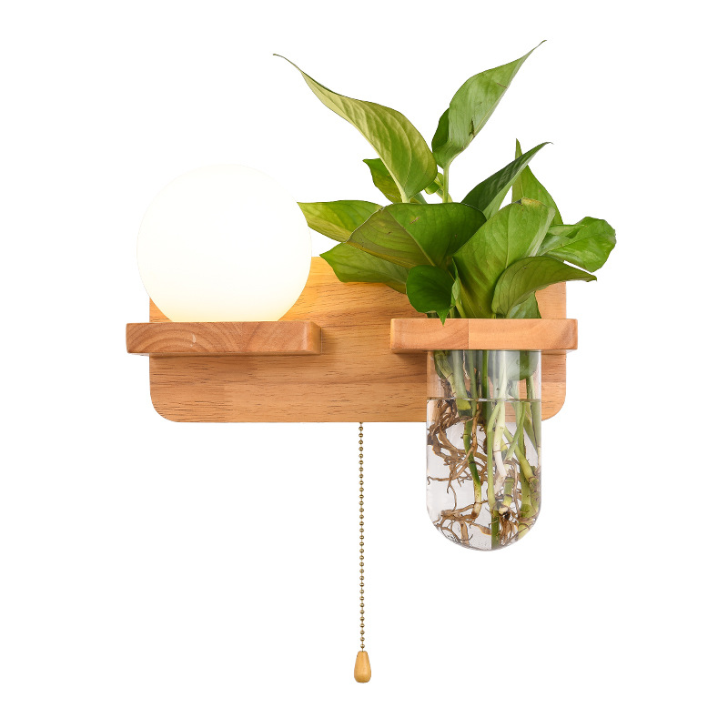 Lámpara de pared nórdica escalera dormitorio lámpara de noche de madera maciza simple personalidad creativa moderna espejo frontal sala de estar comedor lámpara de pared