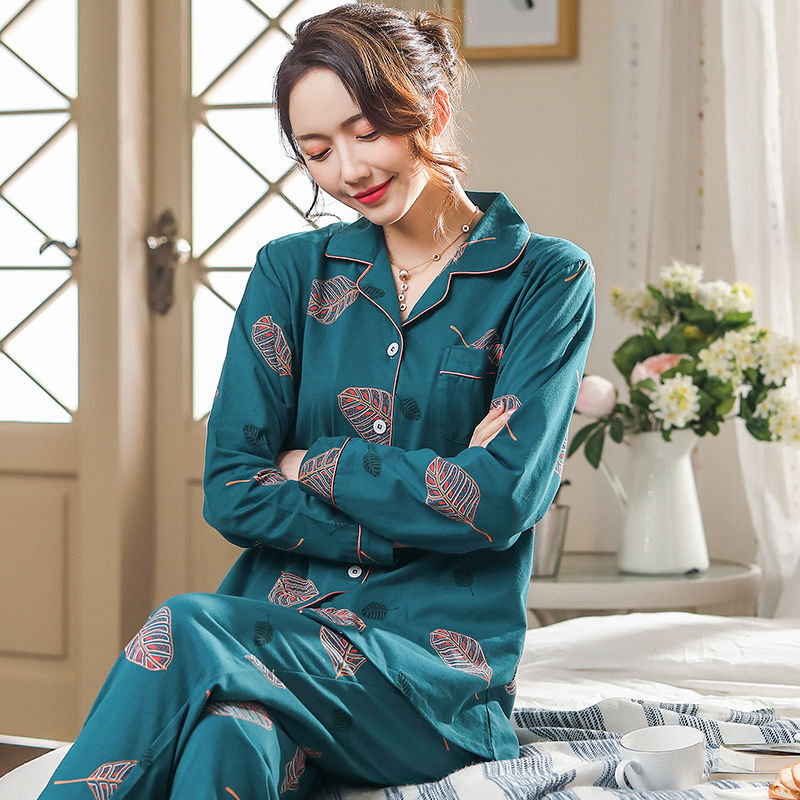 Pijamas de las mujeres de primavera y otoño 100% algodón de manga larga de las mujeres de invierno de estilo coreano prendas de vestir exteriores de algodón de las mujeres de talla grande ropa para el hogar