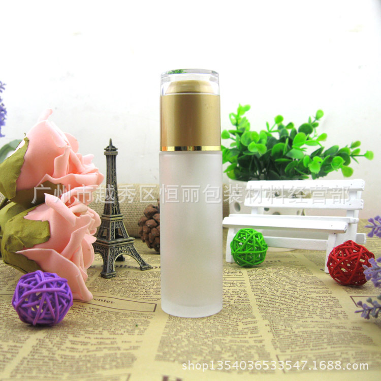 现货60ml毫升蒙砂玻璃乳液瓶压咀亚克力爽肤水精华素眼霜面霜空瓶
