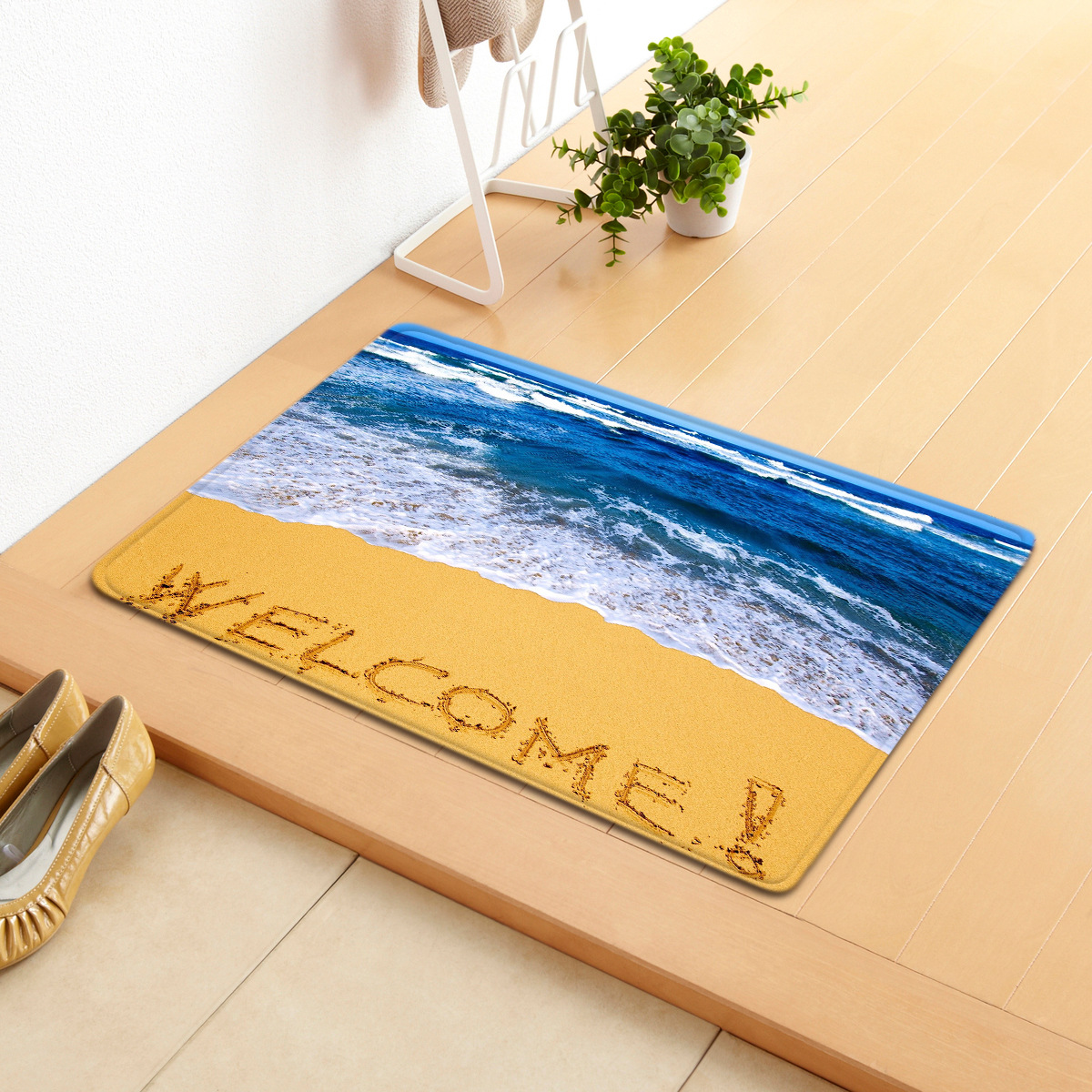 Entrada de bienvenida pequeña alfombra de piso transfronterizo absorbente antideslizante alfombra de piso baño dormitorio sala de estar puerta alfombra de bienvenida