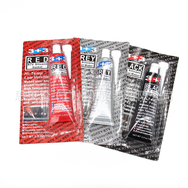 3 + 3 base de goma del motor de la motocicleta del automóvil de alta temperatura sellador resistente pegamento sin almohadilla pegamento gris pegamento rojo pegamento negro 100