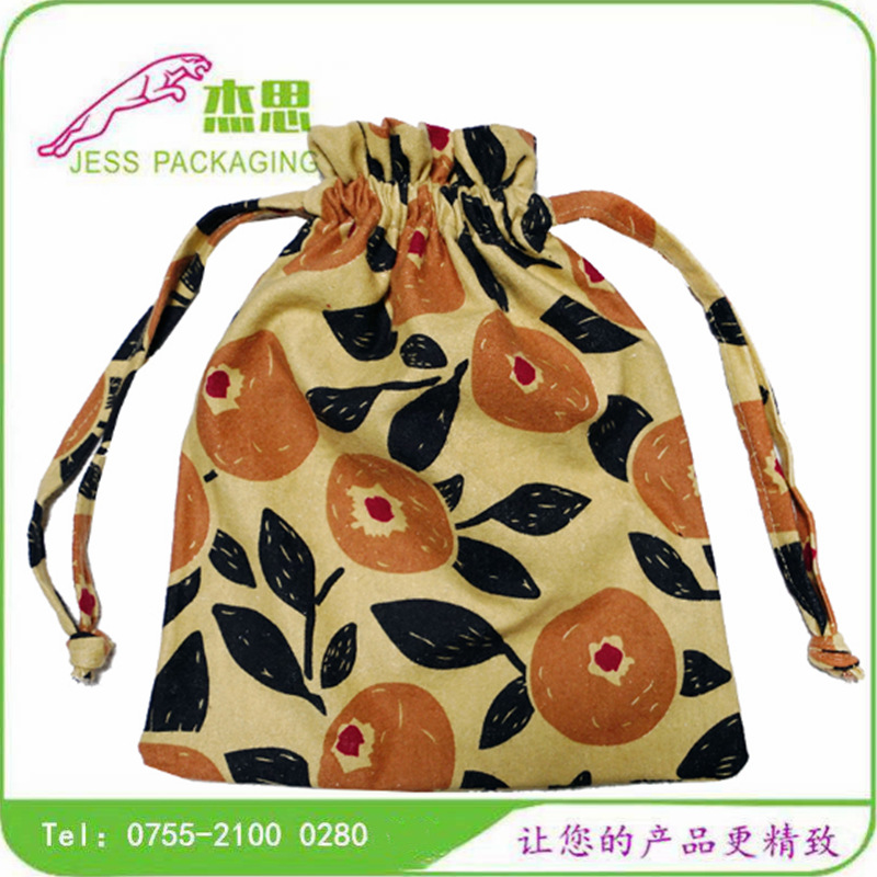设计新款棉布印花抽绳礼品束口袋香包香囊收纳包量大从优