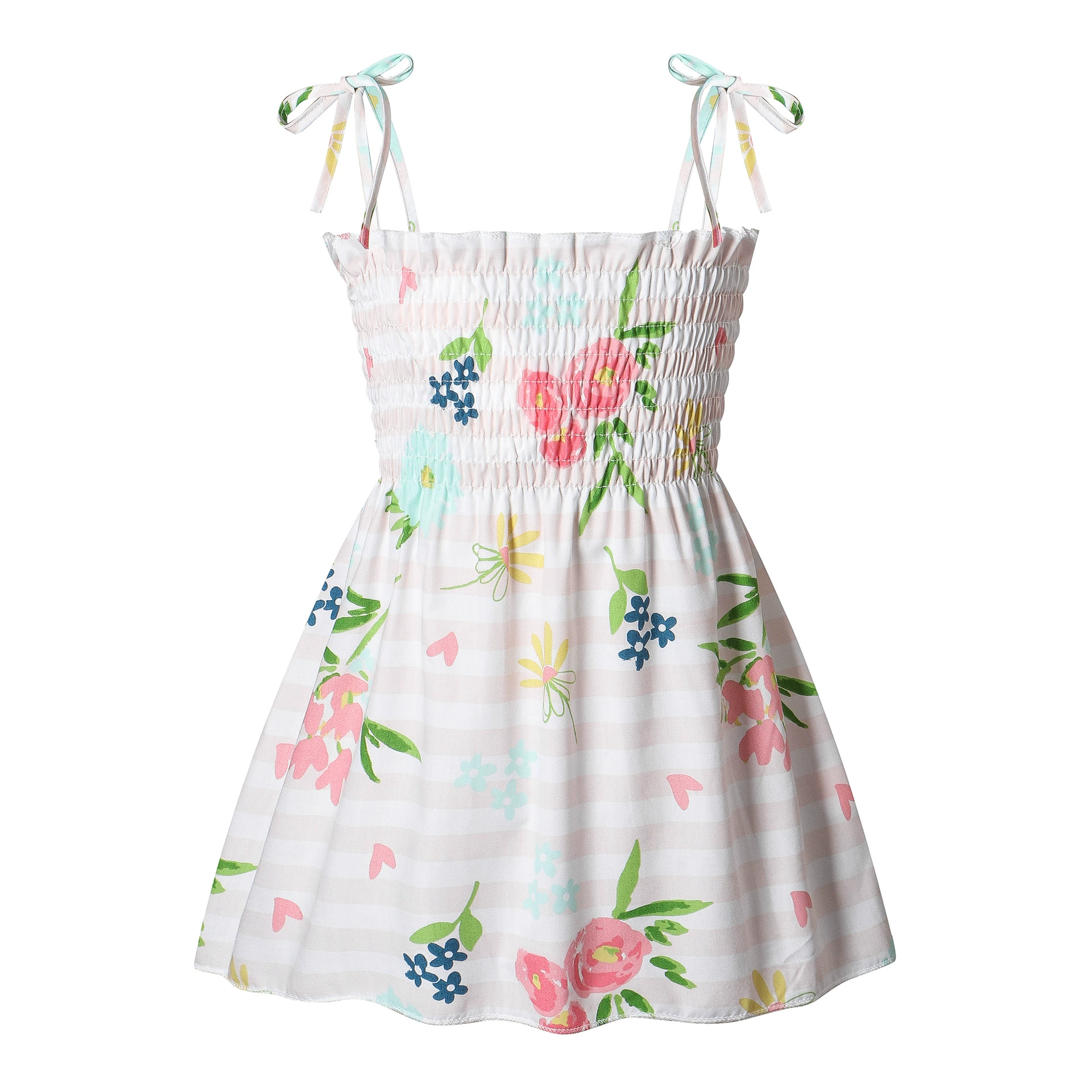 Girls' Summer Princess Slip Dress, Floral & Cherry Prints, Sizes for 90–130 cm