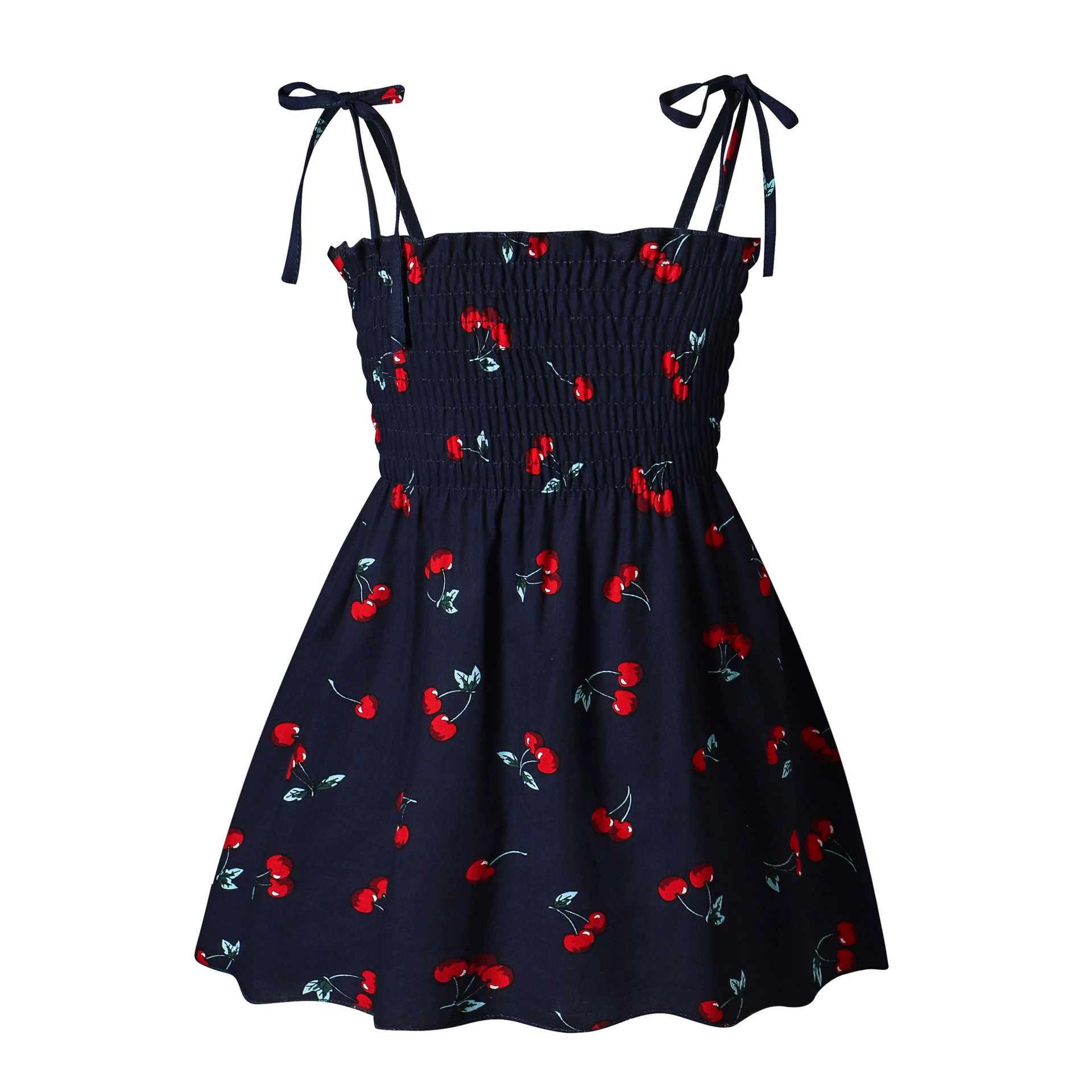 Girls' Summer Princess Slip Dress, Floral & Cherry Prints, Sizes for 90–130 cm