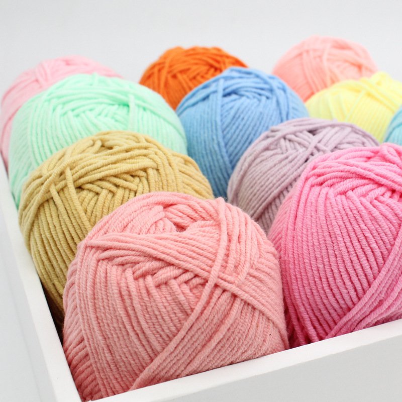Factory Direct Sales 5-Strand Combed Milk Cotton 50g Baby Thread Medium Thick Hand-Knitted Doll Blanket Thread Milk Cotton Scarf Thread