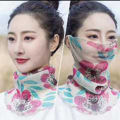 2023網紅百變圍脖套脖春夏防曬防塵韓版百搭小絲巾掛耳面罩圍巾