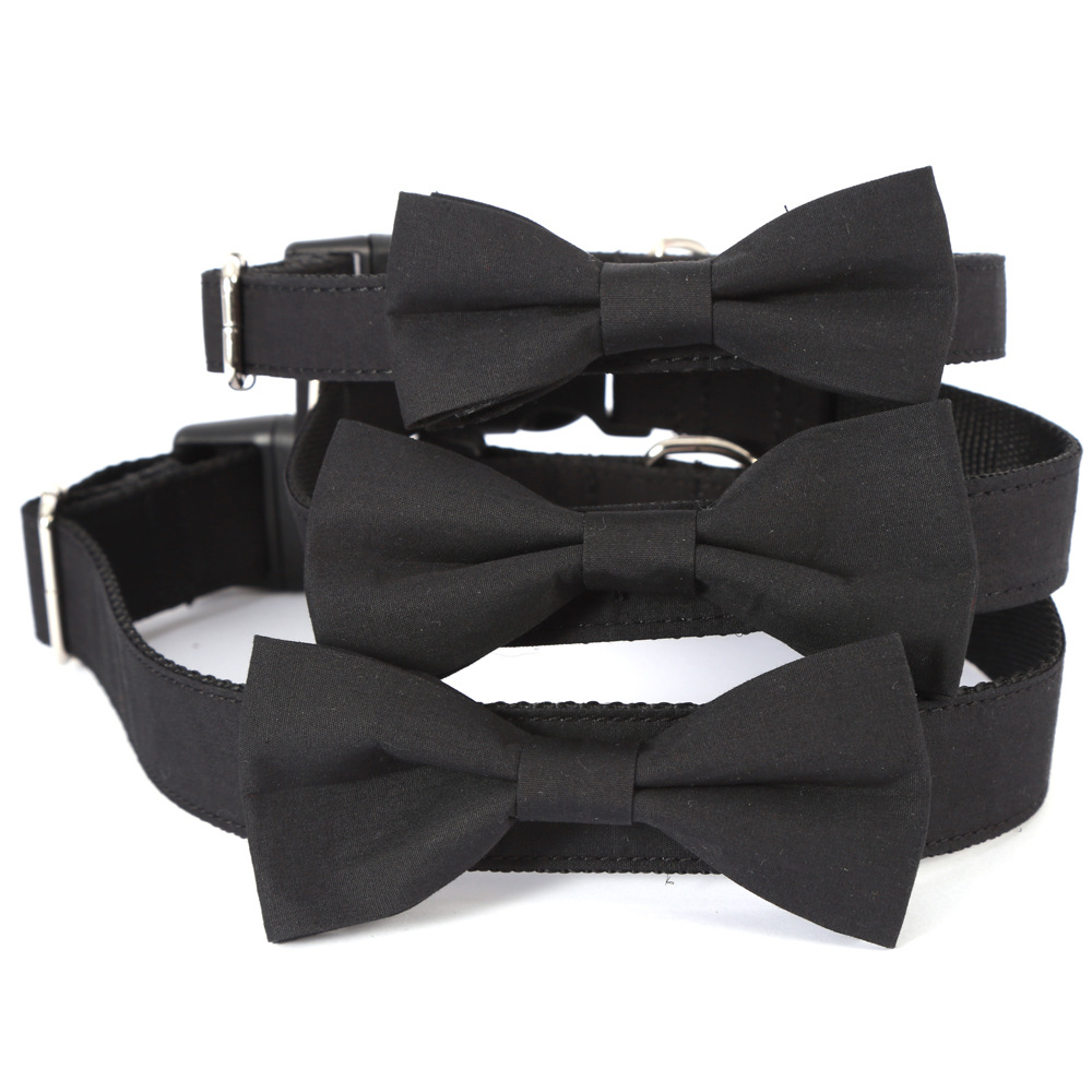 Fabricante nuevo punto transfronterizo algodón negro occidental boda mascota collar arco collar perro