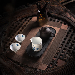 Taociqi Eight Tea Set Mat Set Hemp Table Banner Chinese Table Mat Tea Art Fabric Tea Mat Zen Cushion Tea Accessories