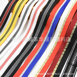 工厂批发2cm金银丝横纹织带涤纶坑纹坦克纹织带DIY服装辅料侧边带