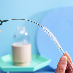 Original nylon bristle straw brush 304 stainless steel handle test tube brush bagged plain simple pacifier brush
