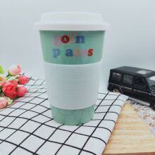 创意礼品马克杯 环保防烫咖啡杯 硅胶盖陶瓷杯 淄博陶瓷 环保