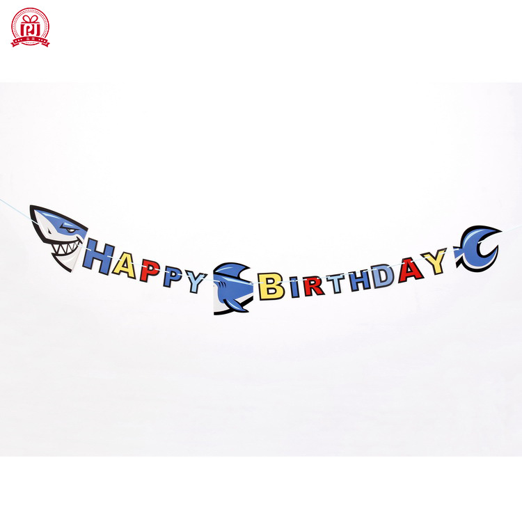 Verano océano tiburón tema Fiesta Bunting cumpleaños decoración tirar bandera diseño niños mundo submarino animal tire bandera